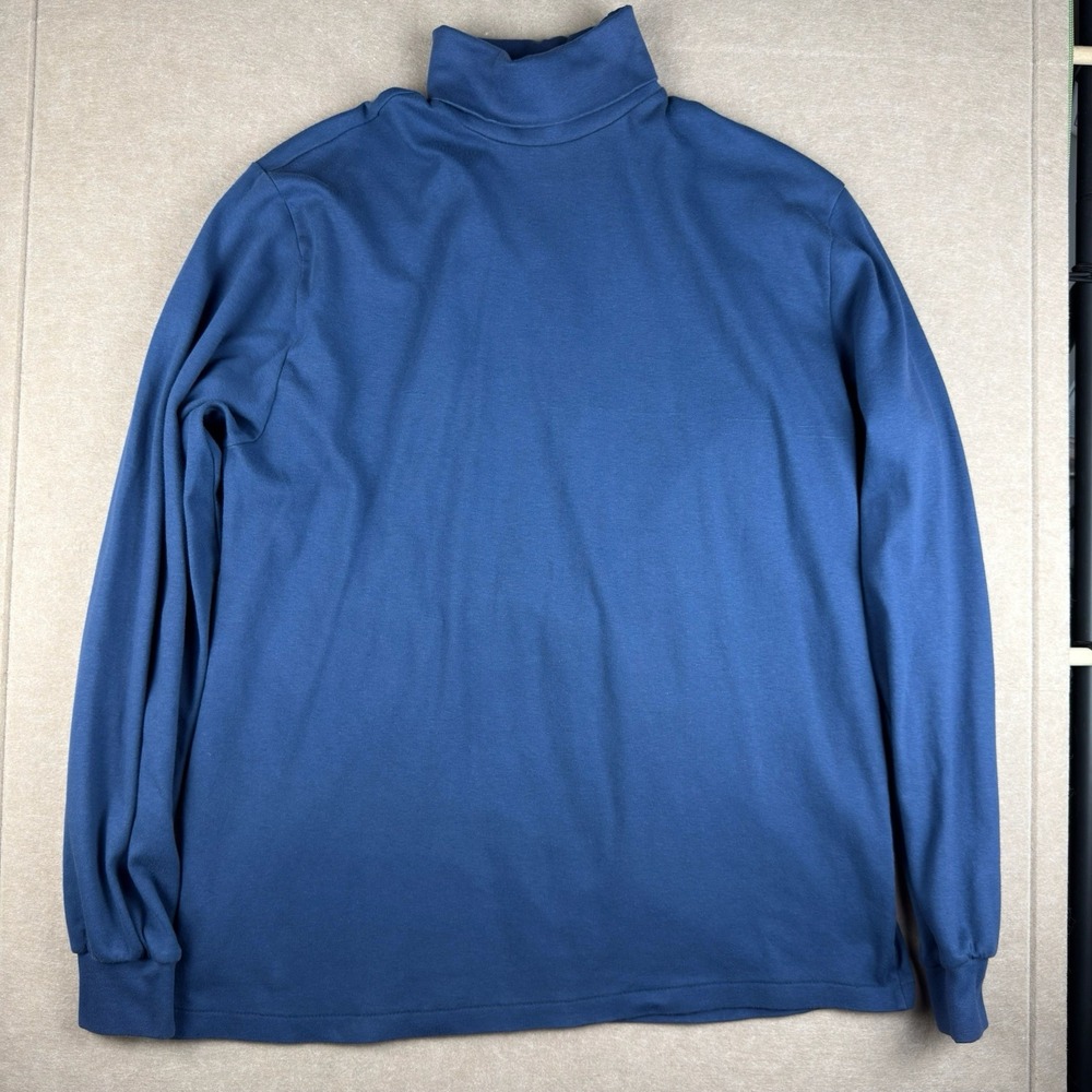 Vintage Eddie Bauer Turtleneck Shirt XXL Tall Blue Cotton‎ USA Long Sleeve Men's